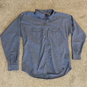 Marmot Shirt Mens Large Blue L/S Outdoor Hiking 1/2 Button Down V Pleat Back EUC